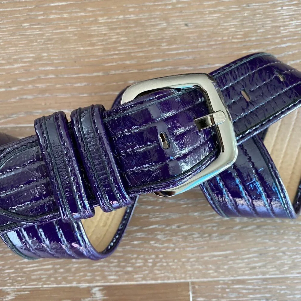 Vegan Patent Leather Belt | Purple | XL